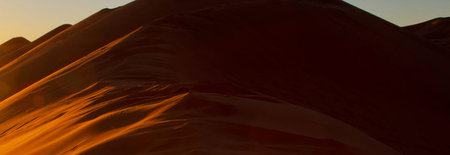 Sunset in the Sahara desert, Morocco, Africa. Panorama