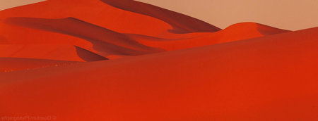 Red sand dunes in the desert at sunset. 3d renderingの写真素材
