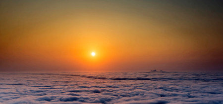 Beautiful sunrise over the clouds. Panoramic view of the clouds.