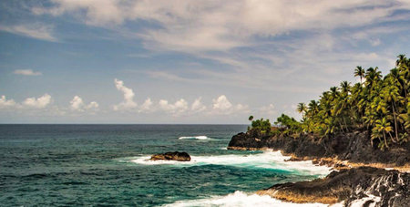 Panoramic view of the coast of the island