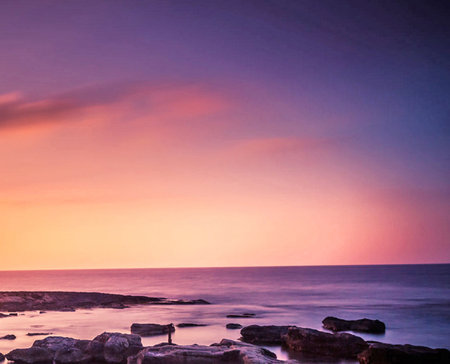 Beautiful sunset over the sea. Natural background. Toned.の写真素材