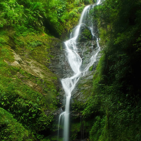 Waterfall in deep forest, Thailand. The waterfall is located in deep forest.