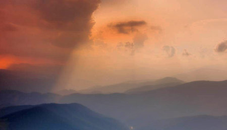 beautiful sunrise over the mountains in the morning,colorful tone