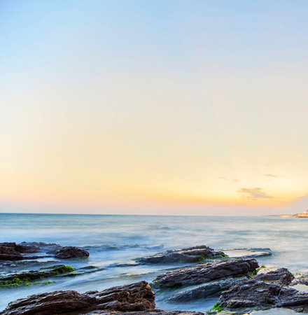 Beautiful seascape at sunrise time. Beautiful seascape backgroundの写真素材