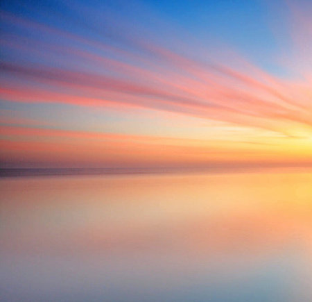 beautiful sunset over the sea, long exposure photo, long exposureの写真素材