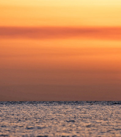 sunset on the sea in summer, landscape of sea and skyの写真素材
