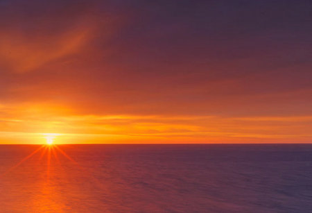 Beautiful sunset over the sea. Nature composition. Sunset over the sea.の写真素材