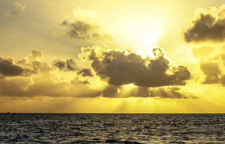 Beautiful sunset over the sea in the tropics. Toned.の写真素材