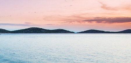 Sunset over the sea in Croatia. Panoramic view.の写真素材