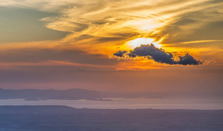 Sunset at the top of the mountain, Khao Yai National Park, Thailandの写真素材