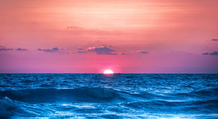 Beautiful sunset over the sea. Sunset over the sea. Sea landscape.