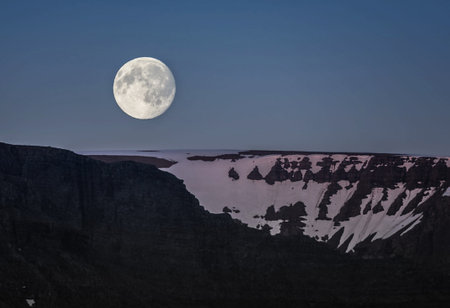 Moon over Grand Canyon National Park, Arizona, United States of Americaの写真素材