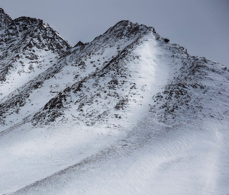 Snowy mountains in the French Pyrenees in winter, Franceの写真素材