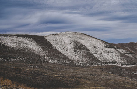 Mountain landscape with snow and blue sky. Azerbaijan, Caucasus.の写真素材