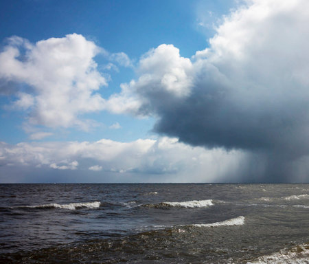 Stormy sky over Baltic sea in Poland. Stormy weather.