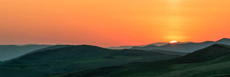 Sunset in the Tuscany, Italy. Panoramic view