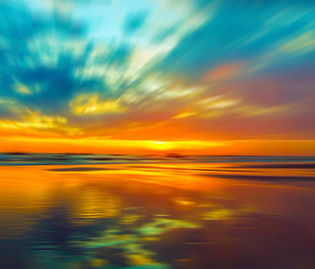 Beautiful seascape at sunset time. Long exposure photo.の写真素材
