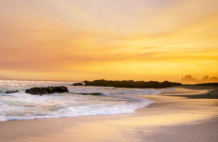 Beautiful sunset on the beach. Tenerife, Canary Islands, Spainの写真素材