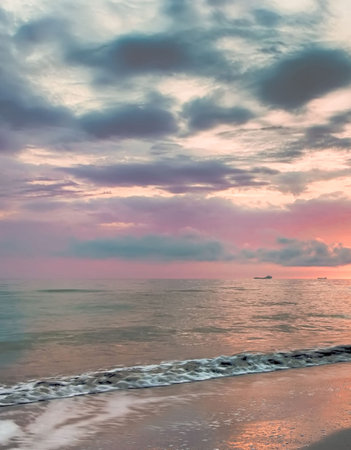 Sunset over the sea with beautiful sky and clouds, Thailand.の写真素材