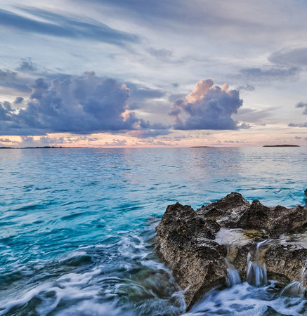 Beautiful seascape with dramatic sky at sunset. Nature backgroundの写真素材