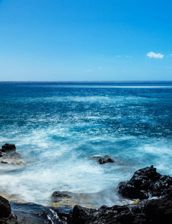 Rocky coast of the Atlantic Ocean in Tenerife Canary Islands Spainの写真素材