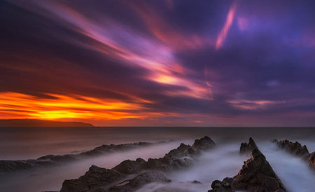 Panoramic view of the Gulf of Mexico at sunset, Florida