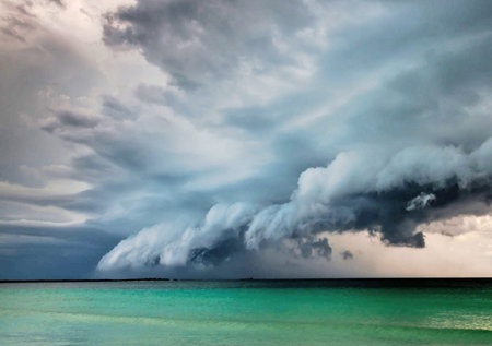 Stormy sky over the sea, Cayo Largo, Cubaの写真素材