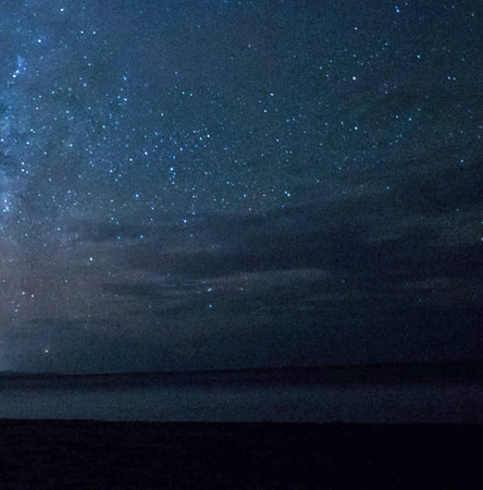 Night sky with stars and milky way. Long exposure photograph.