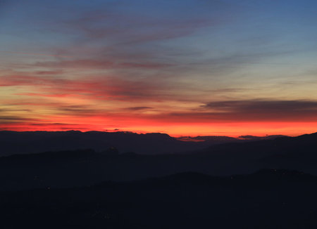 Sunset view of Doi Mae Salong, Chiang Rai, Thailandの写真素材