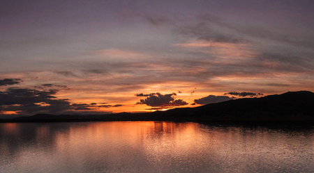 Sunset on the lake in the evening, Phuket, Thailandの写真素材