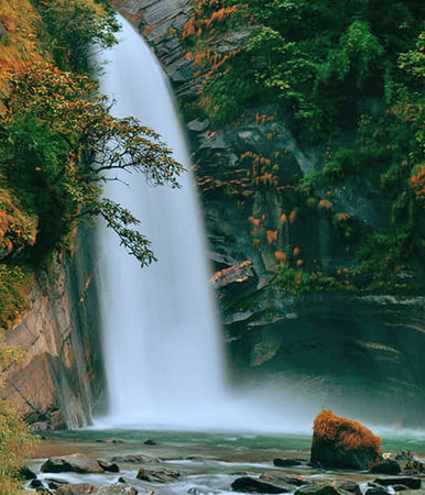 beautiful waterfall in the forest, beautiful photo digital picture, nature seriesの写真素材