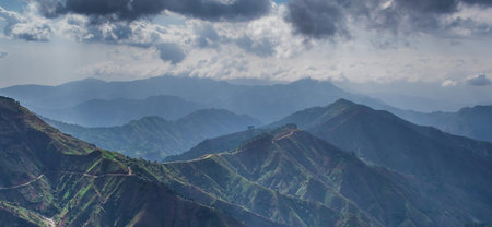 Panorama of the mountains and valleys of the island of Sri Lanka