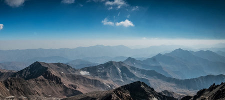 Panoramic view of the Himalayas from Gokyo pass, Nepalの写真素材
