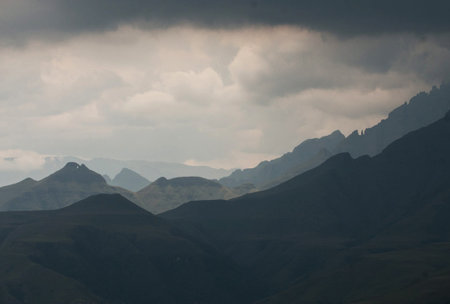 Mountains in the clouds. Caucasus, region Dombay.