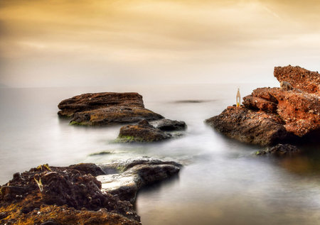 Beautiful seascape with rocks.の写真素材