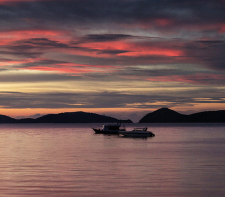 Sunset over the sea at Koh Lipe in Satun, Thailand