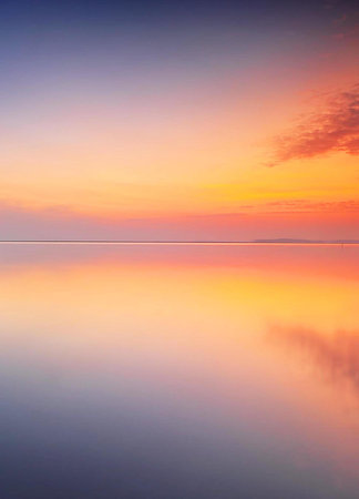 Sunset over the sea with reflection in water. Nature composition.