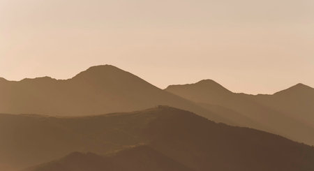 Sunset over the mountains in California, United States of America.