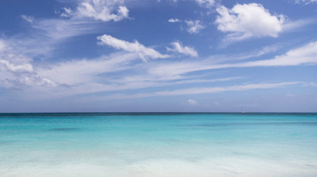 beautiful beach and tropical sea in Maldives - boost up color processingの写真素材