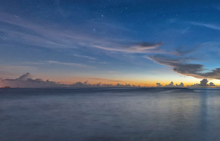 Beautiful sky at sunset over the Indian Ocean, Maldives.の写真素材