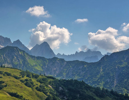 Mountain landscape in the Dolomites, Italy. Summer.の写真素材