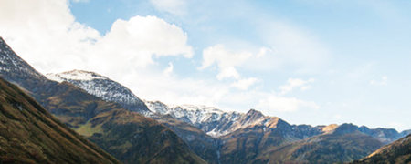 Panoramic view of snow capped mountains in the Pyrenees