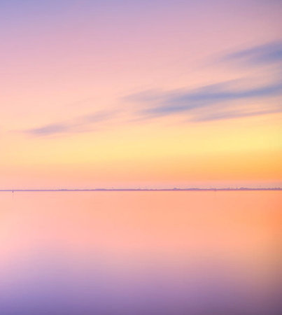 Beautiful sunrise over the sea. Colorful sky at sunset.の写真素材