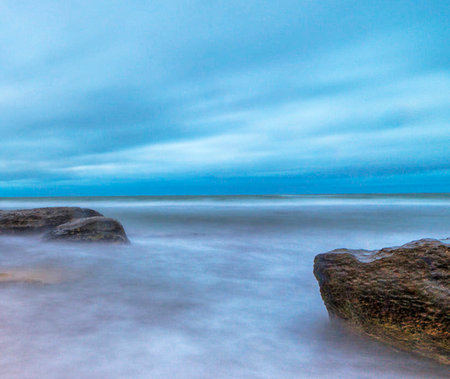Long exposure seascape. Long exposure seascape at duskの写真素材