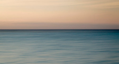 Sunset over the sea.  Long exposure. Selective focus.の写真素材