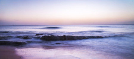 beautiful sunset on the beach, long exposure, long exposure.の写真素材
