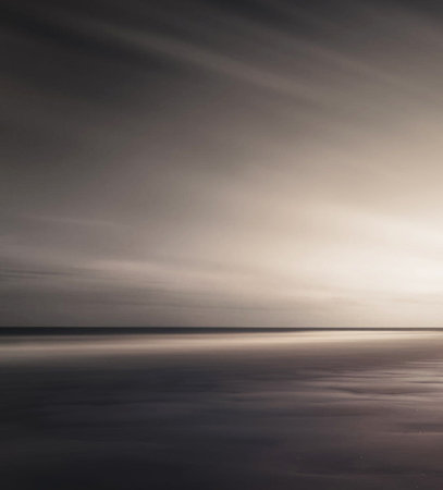 Beautiful seascape with dramatic sky. Long exposure photo.