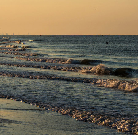 Sunset on the Baltic Sea in Gdansk, Poland.の写真素材