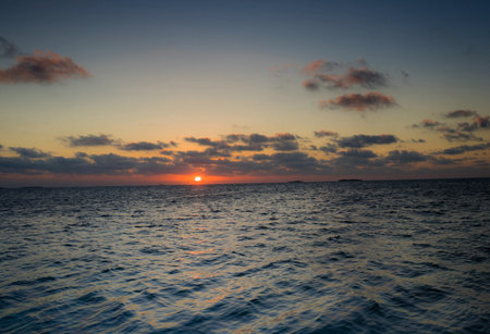Beautiful sunset on the sea. Seascape. Sunset over the sea.の写真素材
