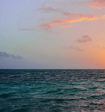Beautiful sunset over the sea. Maldives, Indian Ocean.の写真素材
